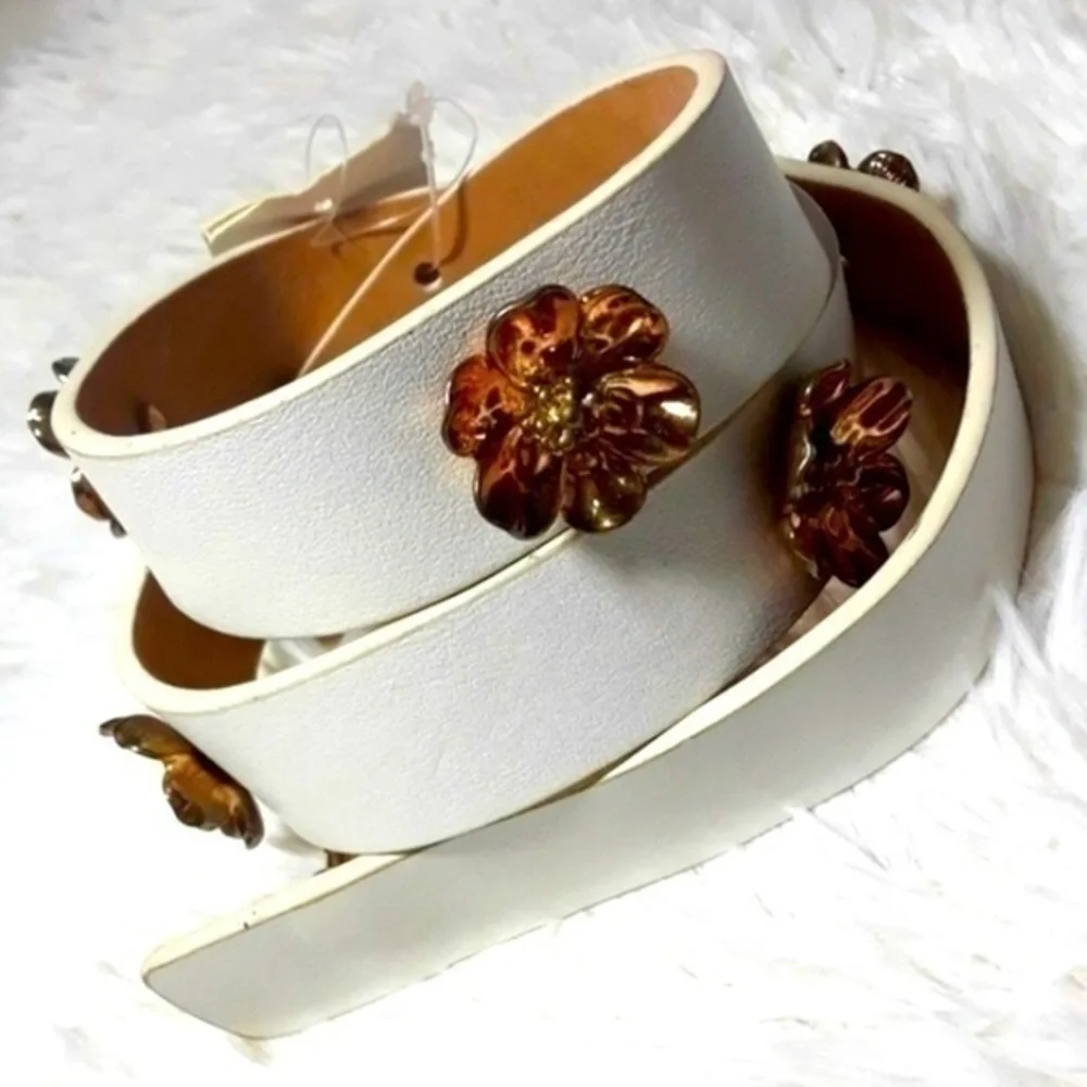 Kate Spade Sample Sale Golden Flowers Leather Belt